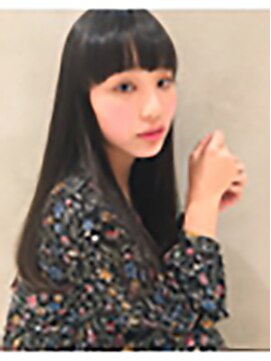 シエル 弘前駅前店(CIEL) ぱっつんワイドバングロング/黒髪ストレート/艶カラー