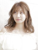 アールプラスヘアサロン(ar+ hair salon)&nbsp;ジクザクバンクとろみウェ－ブヘアゆるふわロング