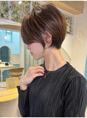 ショート×ハイライト白髪ぼかし×マチルダボブ[心斎橋]