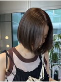 栄黒髪垢抜け丸みシルエットボブヘア　イルミナカラー　