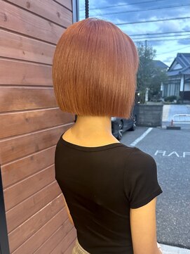 ラフ バイ マグ 南松本(R.A.F. by Mag) 秋色◎20代韓国風オレンジベージュ×切りっぱなしボブブリーチ