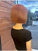 秋色◎20代韓国風オレンジベージュ×切りっぱなしボブブリーチ