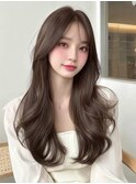  ナチュラルレイヤートレンドカラー韓国風シースルーバング