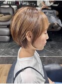 くびれショート　脱白髪染めハイライト　大和八木　髪質改善