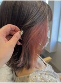 チラ見せが可愛い♪ピンクインナーカラー