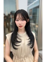 ラル 立川(lar)&nbsp;韓国黒髪レイヤー_前髪マチルダボブピンクベージュ