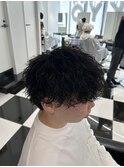 メンズパーマツイスパ波巻きスパイラルマッシュセンターパート