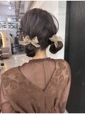 【杏実】お団子ツイン　結婚式ヘアセット　参列ヘア
