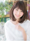 斜めバングダークトーン姫カットレイヤーボブh3上尾20代30代40代