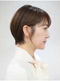 横浜西口大人ショートボブ前髪なしココアベージュ韓国30代40代