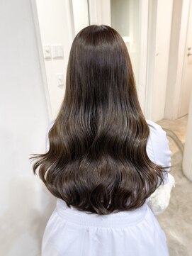 レア 表参道(L'ea) くびれヘアアプリコットオレンジ夏ヘアハイライトカラー