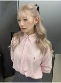 くびれヘア/アプリコットオレンジ/夏のヘアアレンジ/梅田