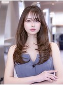 顔周りワンホンレイヤーカット/ピンクブラウン/髪質改善