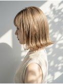 ミルクティーベージュ×切りっぱなし外ハネボブ