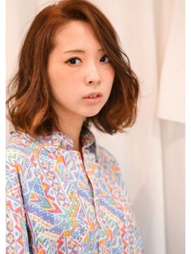 スノッブリコ(snob rico) 【snob rico】ブラウンベージュカラー×斜め前髪ラフカール