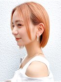 ボブ ベージュ オレンジ ブリーチ