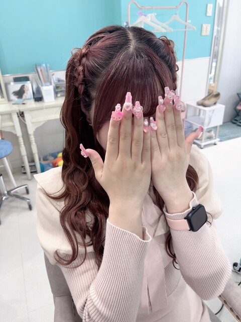 みつあみハーフツイン　ヘアメ　量産ヘア　ヘアセット