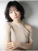 シースルーバングアッシュブラックボブウルフw戸田公園30代40代