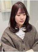 レイヤーミディ / パープブラウン / お顔まわりカット