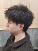 メンズスパイキーショートアップバングツーブロック