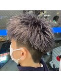 シルバーブリーチ刈り上げグレーアップバングショート