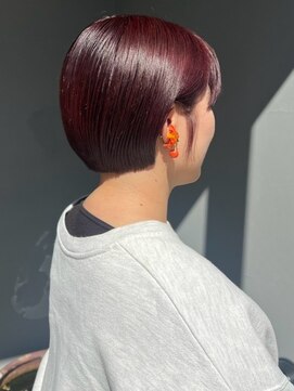 ナカオコアフュール(NAKAO COIFFURE) ワインレッド 丸みショートボブ ダメージレスカラー