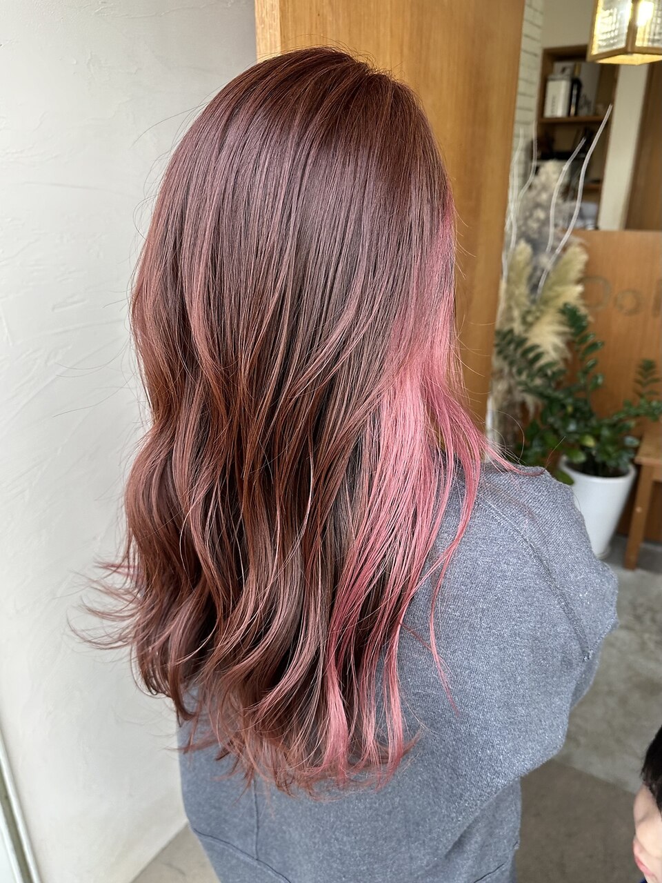 ブリーチなしダブルカラー ピンクブラウン ピンク 三宮 神戸