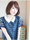 +vivace愛宕+斜めバング×ベージュピンク!小顔切りっぱなしボブl