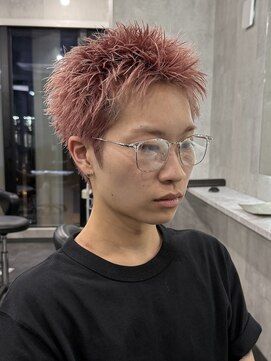 ラベル 渋谷(LAVEL) スパイキーショート/ブリーチカラー/ホワイトピンク/メンズ