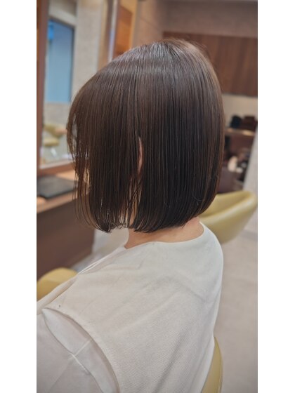 髪質改善ストレート×カラー×ボブの実例
