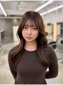 大人かわいいフェイスバタフライレイヤーカットグレージュヘア