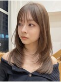 ミディアムレイヤーカットハッシュカット顔周りカット髪質改善