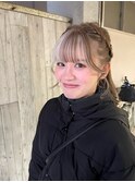  大人可愛い編み込みハーフアップ