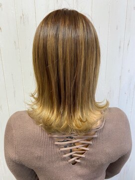 ヘアー リードレス(hair Re:dress) 小顔大人可愛い外ハネハイトーンセミディ　透明感　20代30代