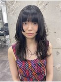 ウルフヘア/ロングウルフカット/黒髪ロング/姫カット