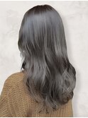 大人かわいい透明感ブリーチなしシルバーアッシュグレージュ