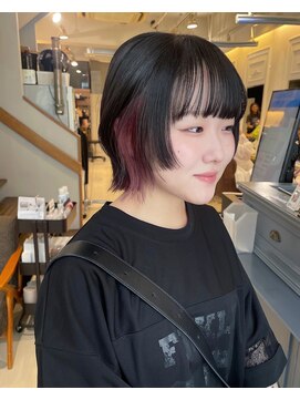 ネオリーブアイム 横浜西口店(Neolive aim) ボブルフインナーカラー顔まわり姫カット横浜【成田】