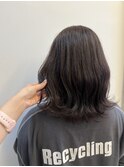 暗髪黒髪透け感透明感 ツヤ感外ハネウェーブミディ