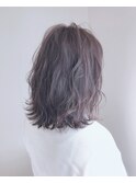 ミディアムアッシュグレー♪20代30代40代大人可愛いセミロング
