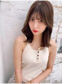 韓国風シースルー前髪大人フェミニンレイヤーくびれ巻き髪質改善