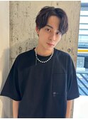 波巻き束感ツーブロックマッシュセンターパート