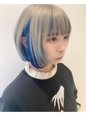 ダブルカラーブルーベージュカラーケアブリーチハイトーンカラー