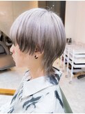 ブリーチデザイン×グレーベージュカラー　ウルフヘア
