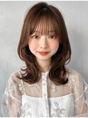 うる艶髪エアリーカールイメチェン美髪大人可愛い斜めバング