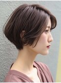 ☆ダークパープルナチュラルショートミルクブラウン髪質改善ボブ