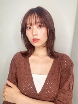 カバーヘア 上尾西口店(COVER HAIR) 抜け感ローズブラウンくびレイヤーストレートp1上尾20代30代40代