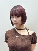 グラデーションエンドカラー切りっぱなしボブ