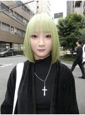 ケアブリーチハイトーンミントカラーボブカット
