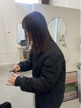 透明感カラー/ミディアム/福岡美容室/半個室サロン/シースルー