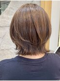 表参道白髪ぼかしハイライトミディアムボブアッシュグレー50代